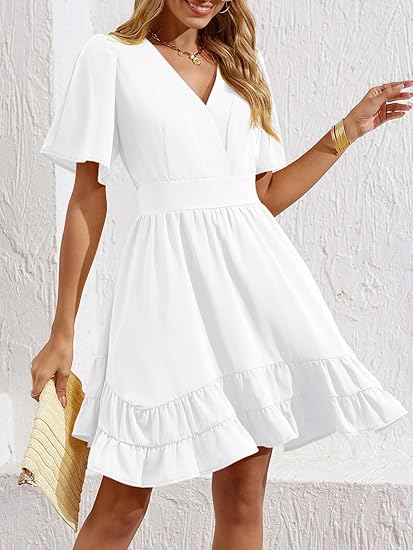 Women’s Boho Romantic A-Line Deep V-Neck Dress