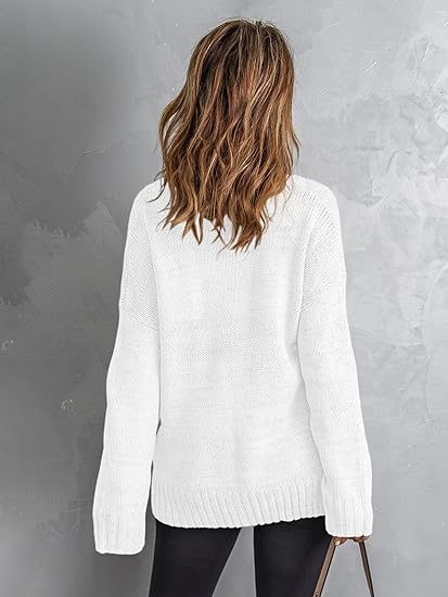 Women’s Oversized V-Neck Fuzzy Knit Sweater