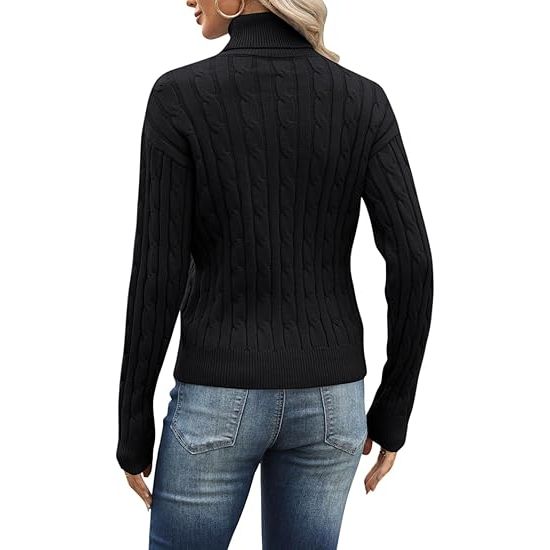 Women’s Turtleneck Cable Knit Loose-Fit Sweater